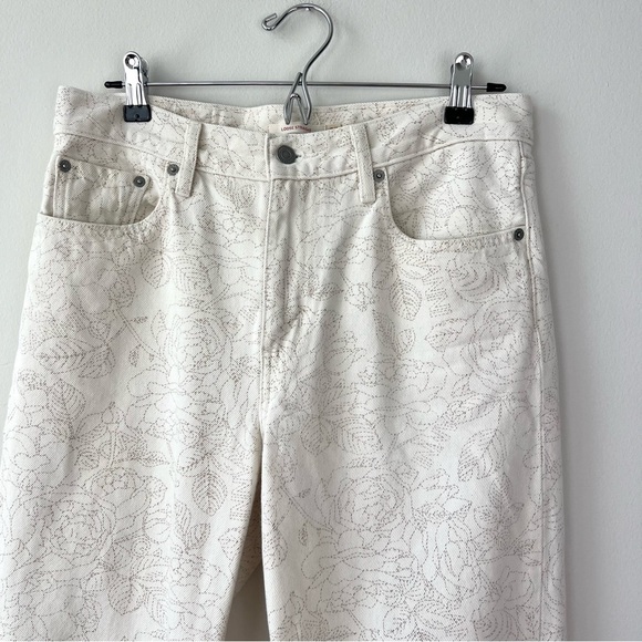 Ganni x Levi’s Slit Loose Pattern Ecru Jeans - Picture 4 of 12